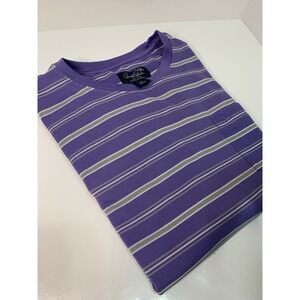 Arnold Palmer Men's L Athletic Shirt Short Sleeve Purple Stripe‎ Breathable Knit